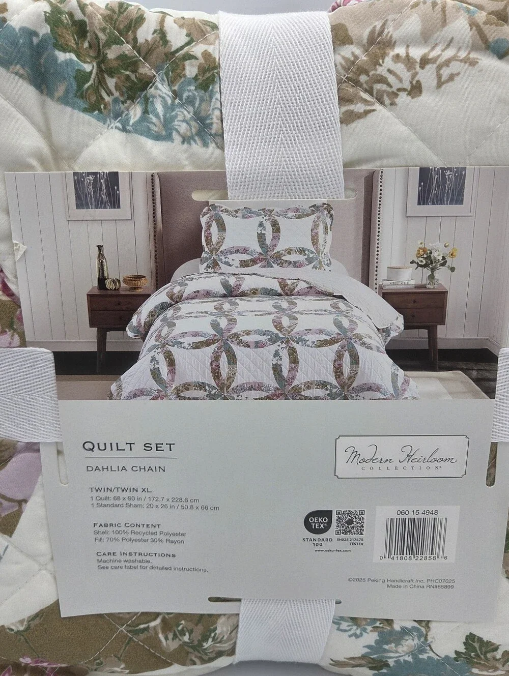 Modern Heirloom Floral Double Ring Quilt Set Twin/Twin XL Nwt